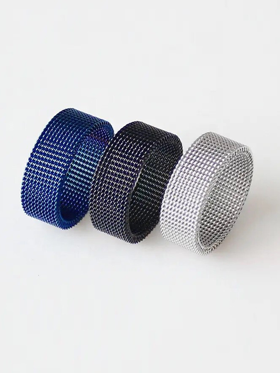 MEENAZ Men Set Of 3 Silver-Plated Band Finger Ring