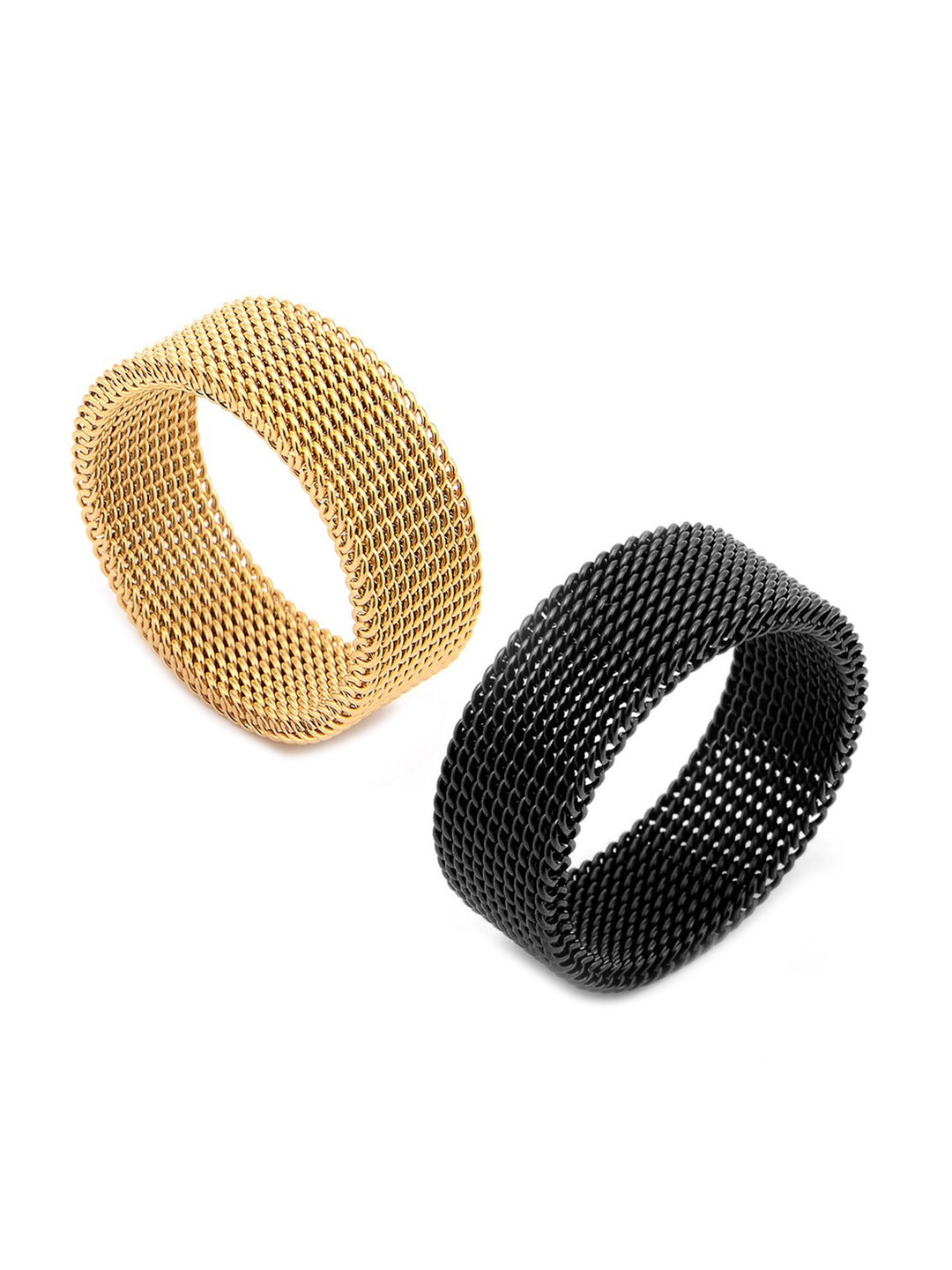 MEENAZ Men Set Of 2 Gold-Plated Band Finger Ring