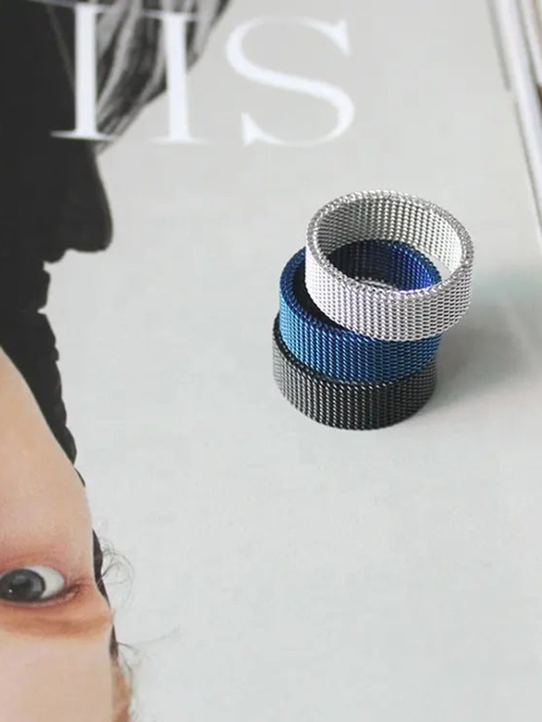 MEENAZ Men Set Of 3 Silver-Plated Band Finger Rings