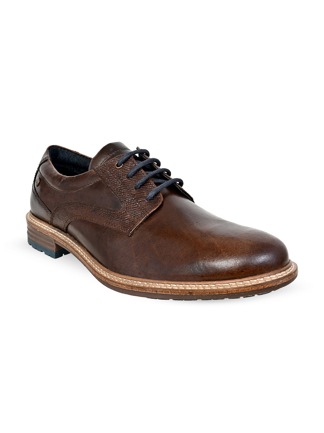 HX London Men Textured Leather Formal Derbys