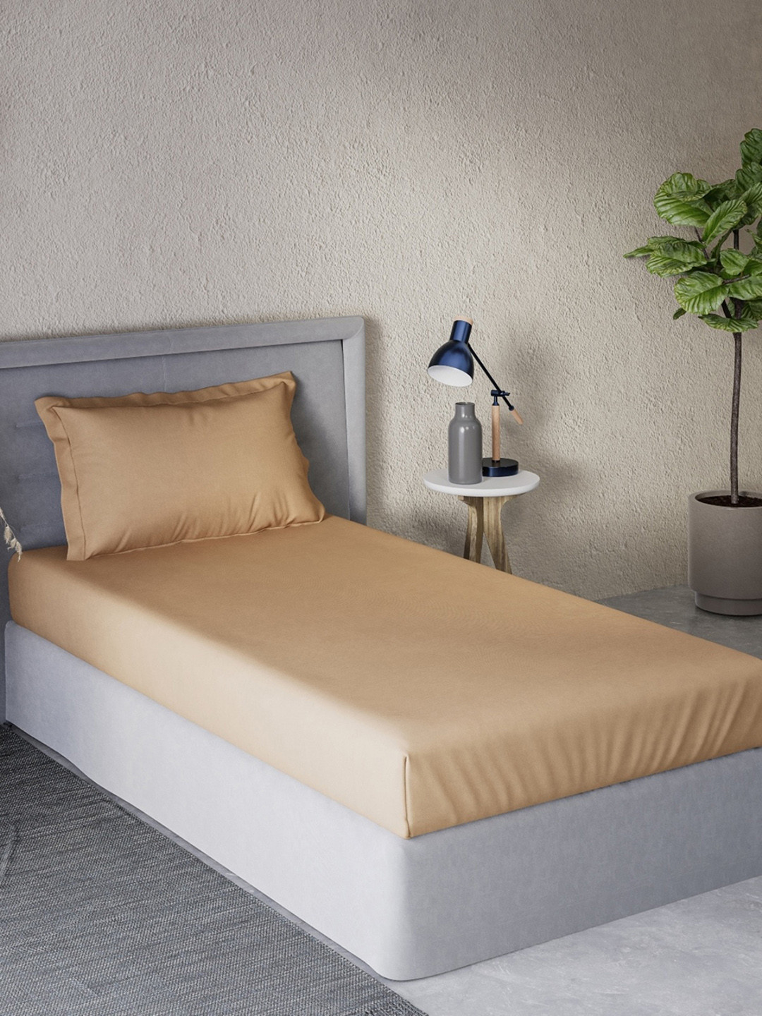 DDecor Live Beautiful Brown Cotton 180 TC Single Fine Bedsheet with a Pillow Cover-60 x 88 inches