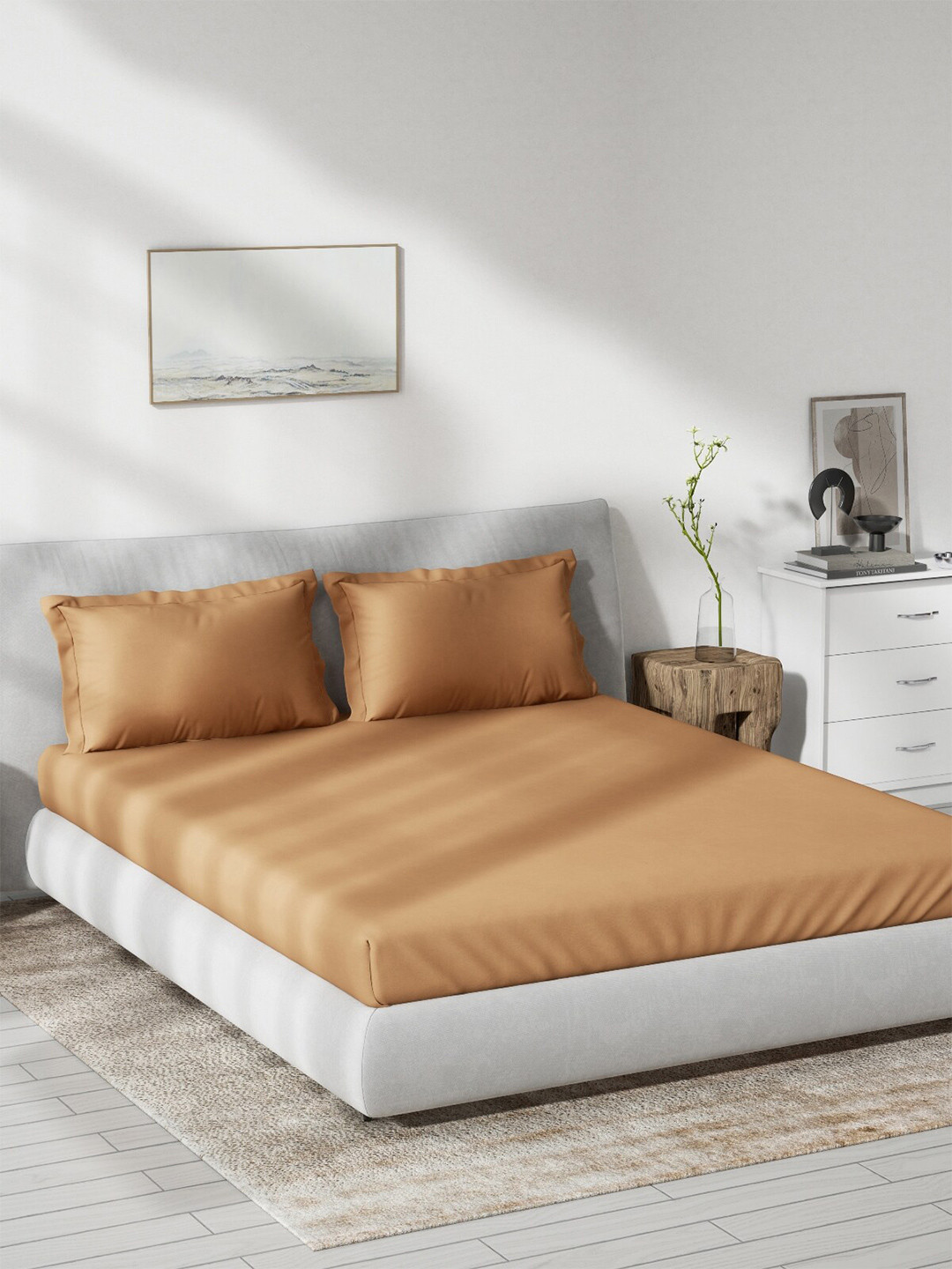 DDecor Live Beautiful Rust Cotton 180 TC King Fine Bedsheet with 2 Pillow Covers-108 x 108 inches