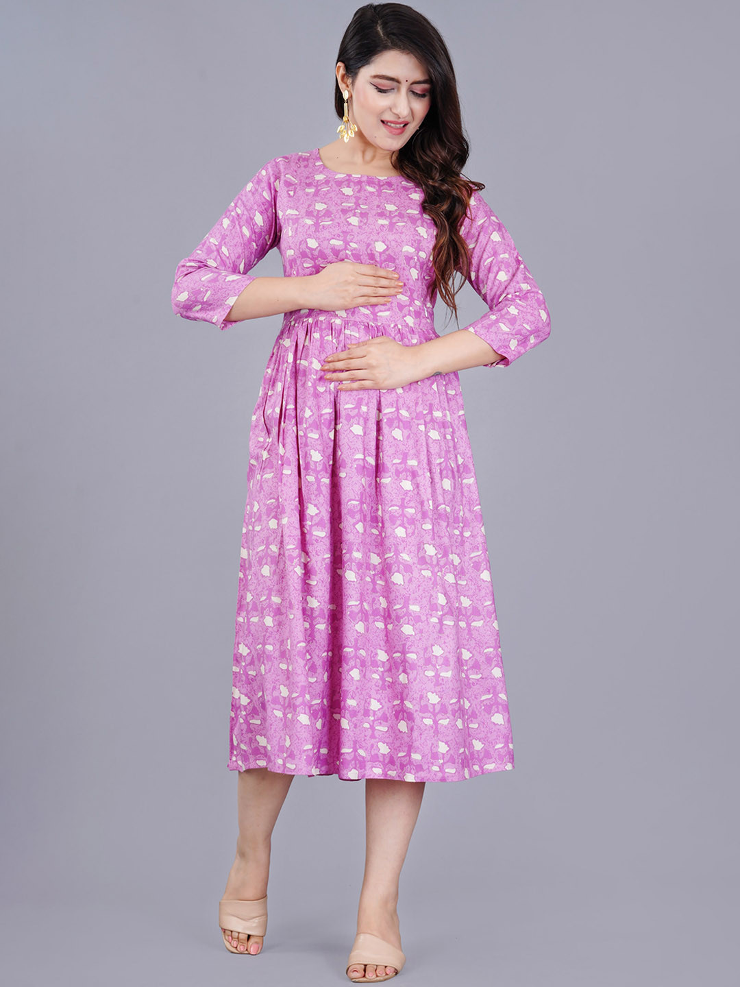 TREND ME Ethnic Motifs Printed Maternity And Feeding Fit And Flare Ethnic Dress