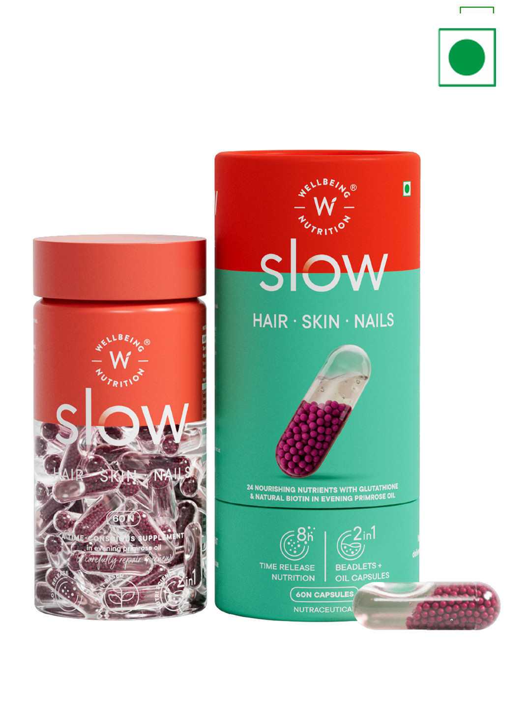 Wellbeing Nutrition Slow Hair Skin Nails Omega 3  For Hair Growth & Repair - 60 Capsules