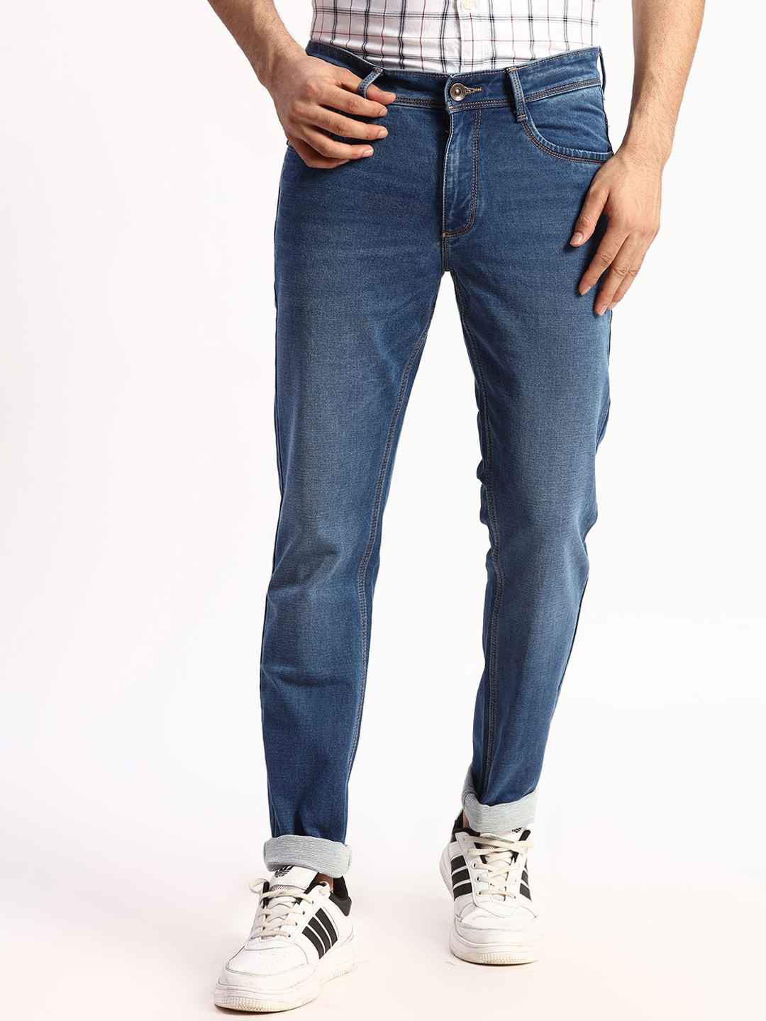 Park Avenue Men Low-Rise Low Distress Light Fade Jeans