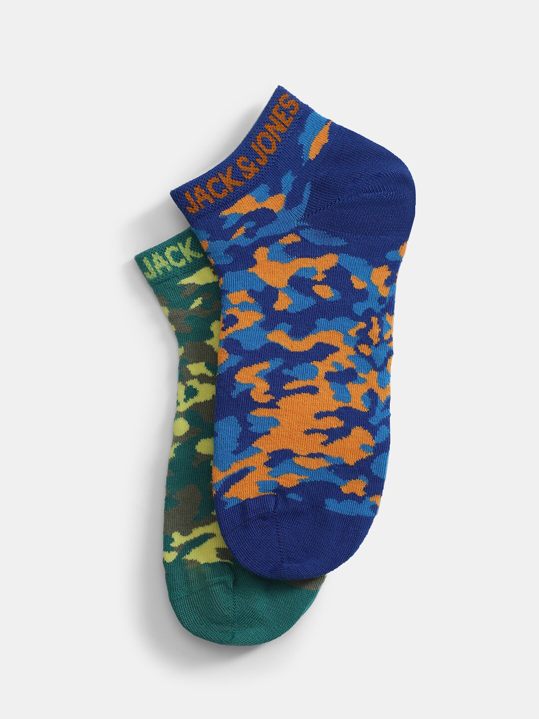 Jack & Jones Men Pack Of 2 Camouflage-Patterned Ankle-Length Socks