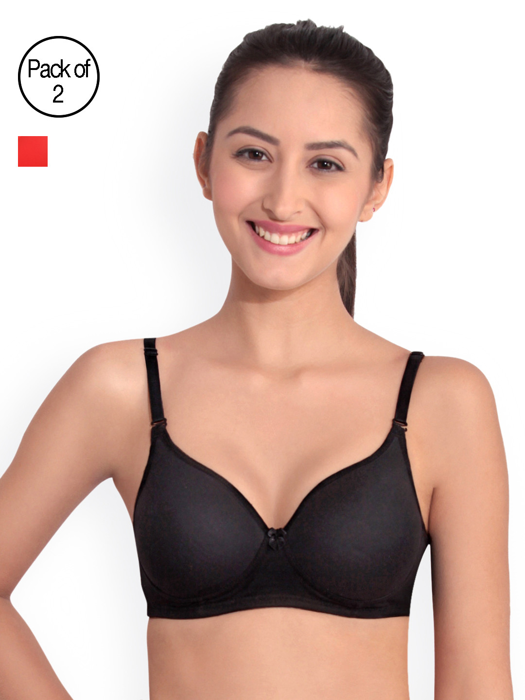 Floret Pack of 2 Seamless Heavily Padded Pushup T-Shirt Bra Molded Cup Multiway Straps