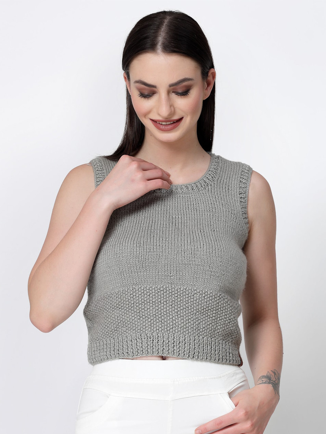 Velvery Acrylic Ribbed Sweater Vest
