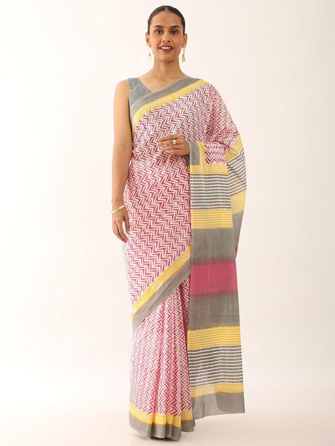 Taneira Pure Cotton Block Print Saree