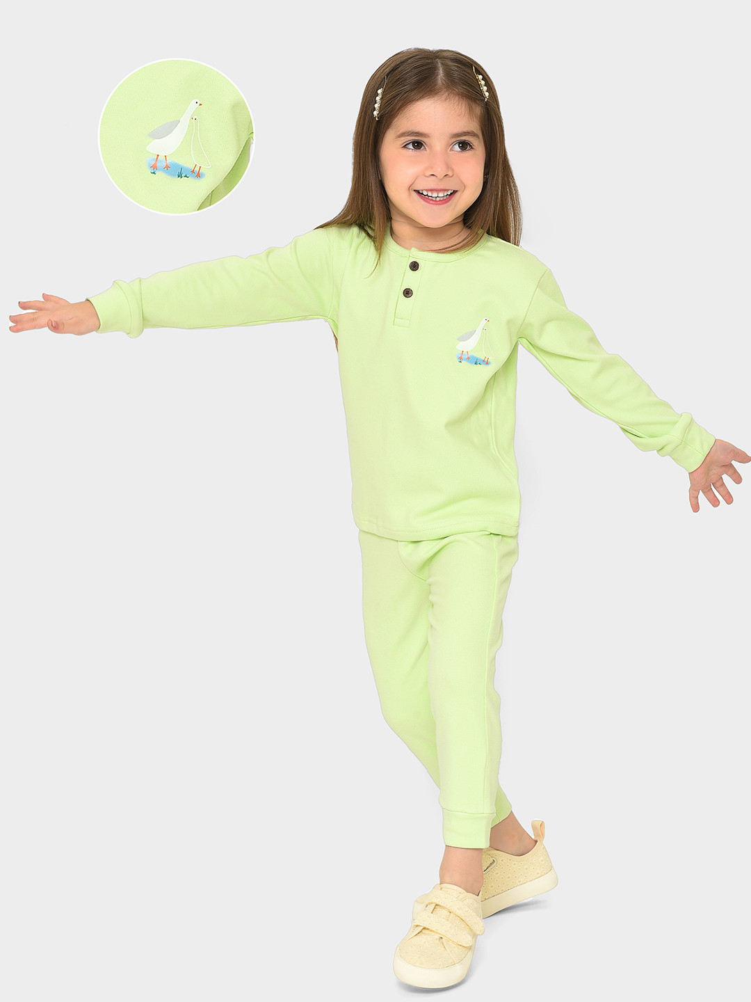 MiArcus Kids Graphic Printed Round Neck Long Sleeve Cotton Thermal Clothing Set