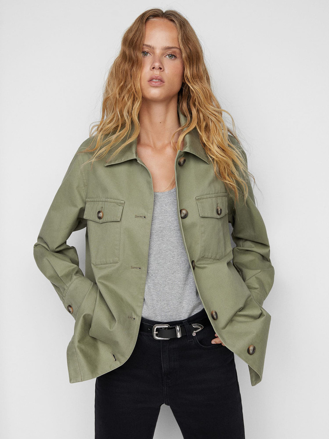 MANGO Solid Cotton Opaque Shacket