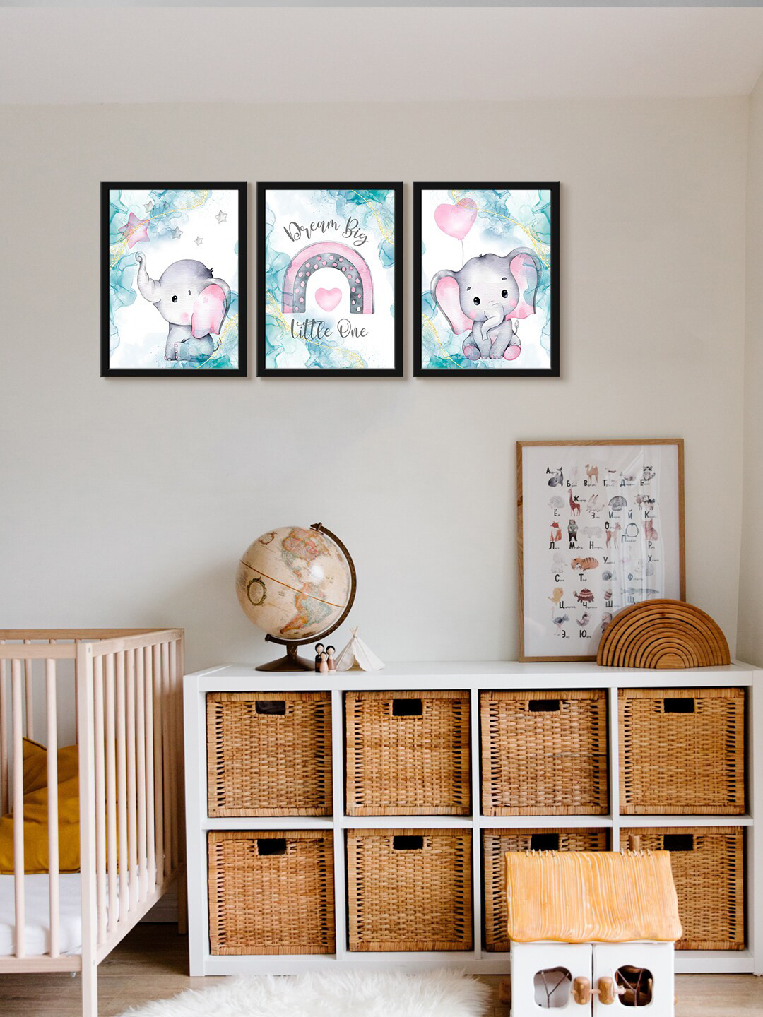 999Store Blue 3-Pieces Birds & Animals Printed Canvas Wall Art