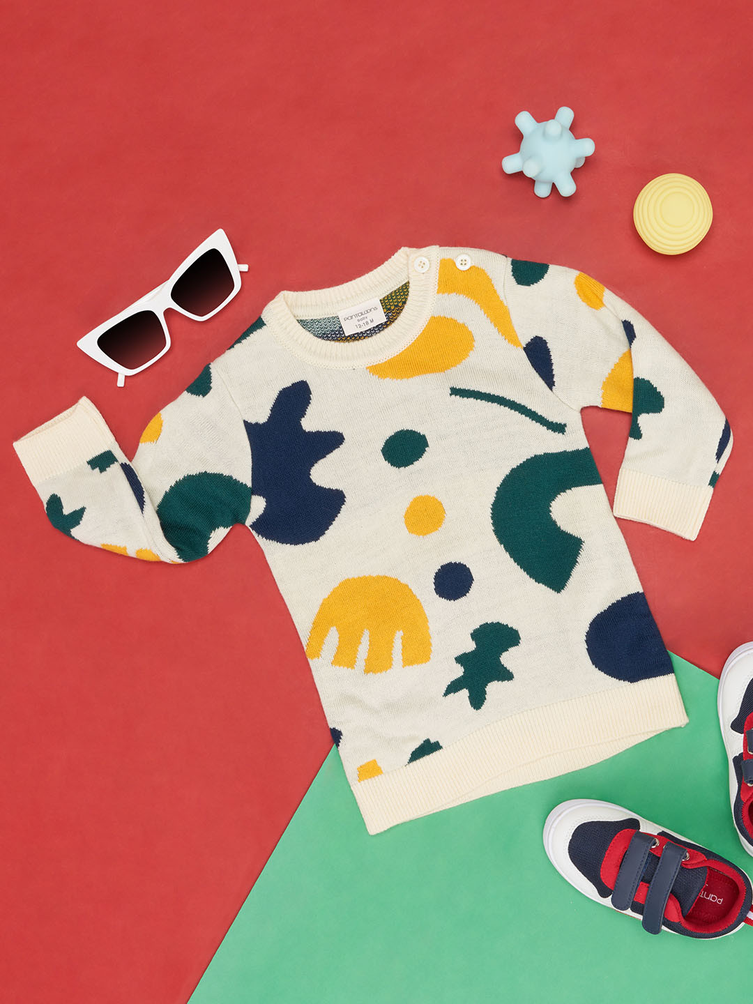 Pantaloons Baby Boys Abstract Printed Long Sleeves Cotton Pullover Sweater