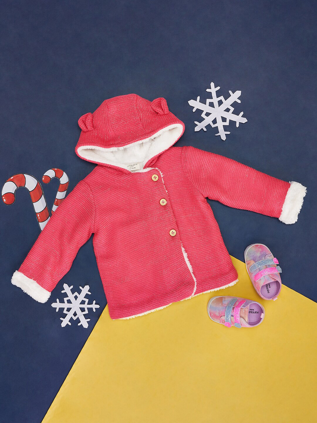 Pantaloons Baby Girls Striped Cotton Cardigan Sweaters