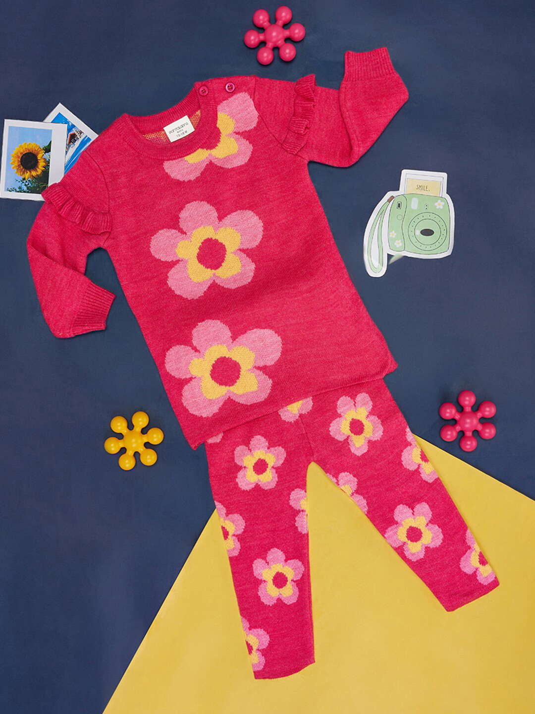 Pantaloons Baby Girls Printed Round Neck Long Sleeve Pure Cotton Clothing Set