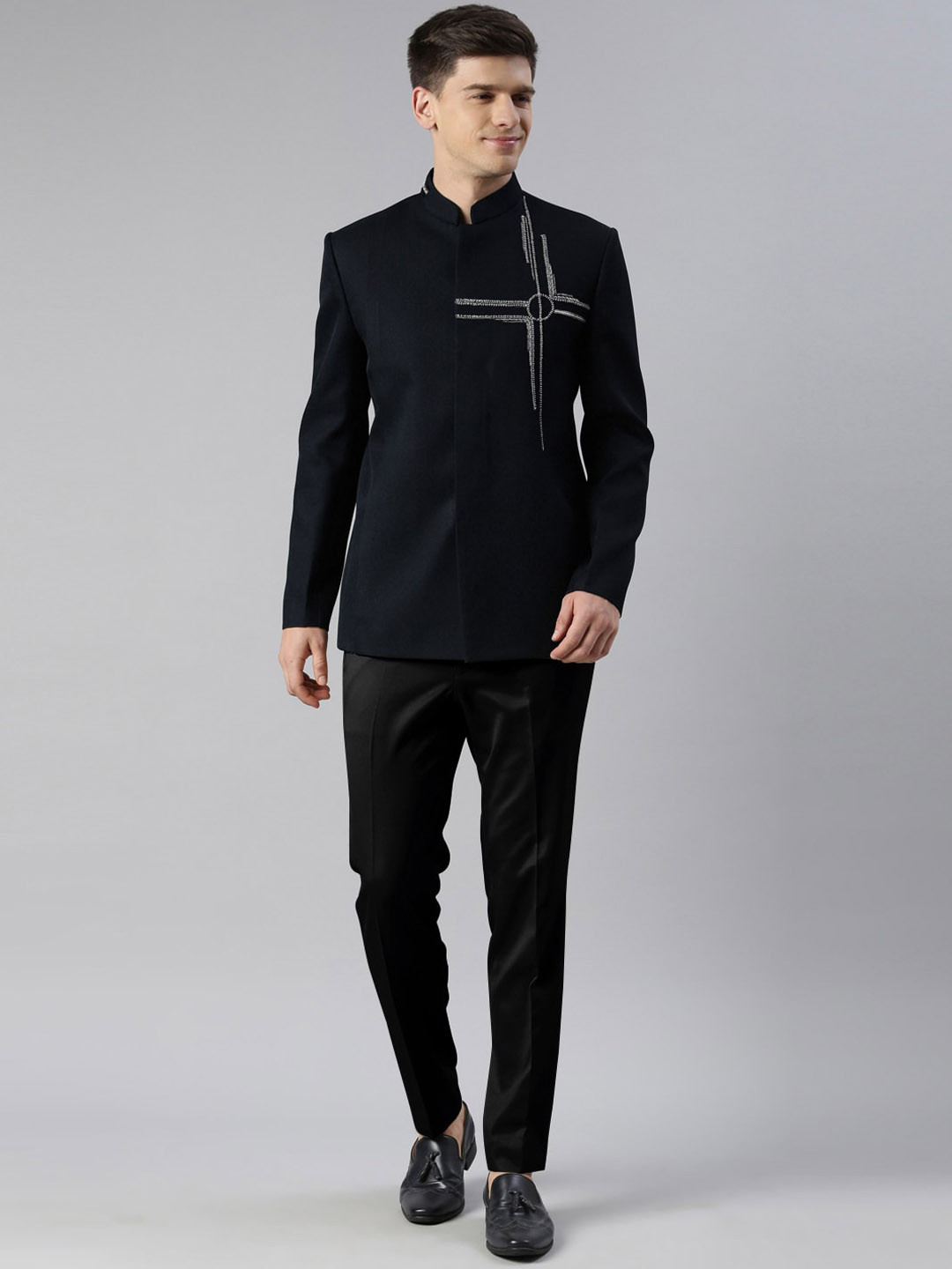 TheEthnic.Co Self Design Embroidered Jodhpuri Blazer
