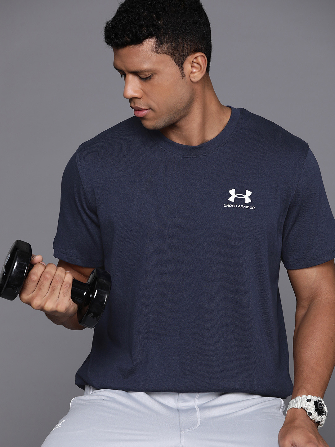 UNDER ARMOUR Logo Embroidered Heavyweight Short Sleeve Longline Training Relaxed Fit T-shirt