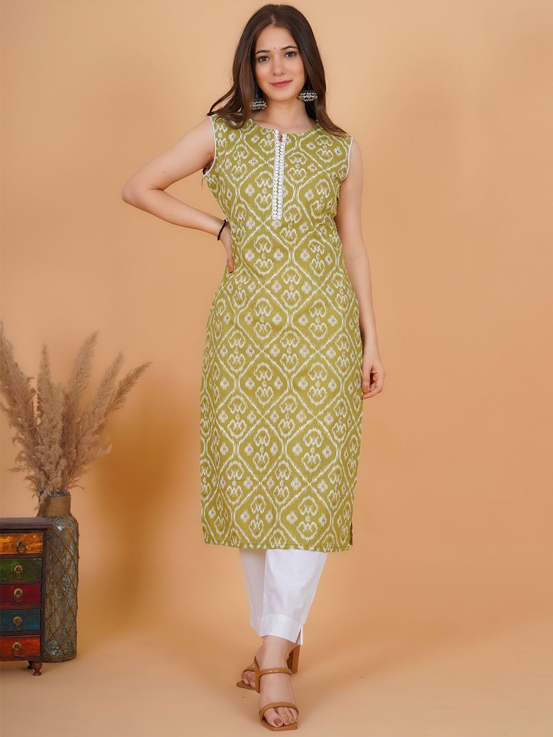 Rimeline Ethnic Motifs Printed Pure Cotton Kurta