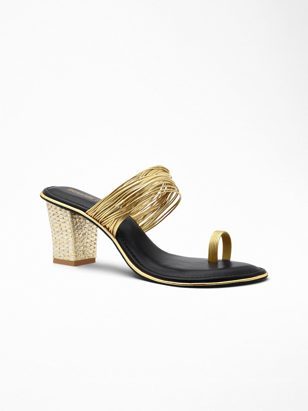 Signature Sole Black Block Heel Sandal