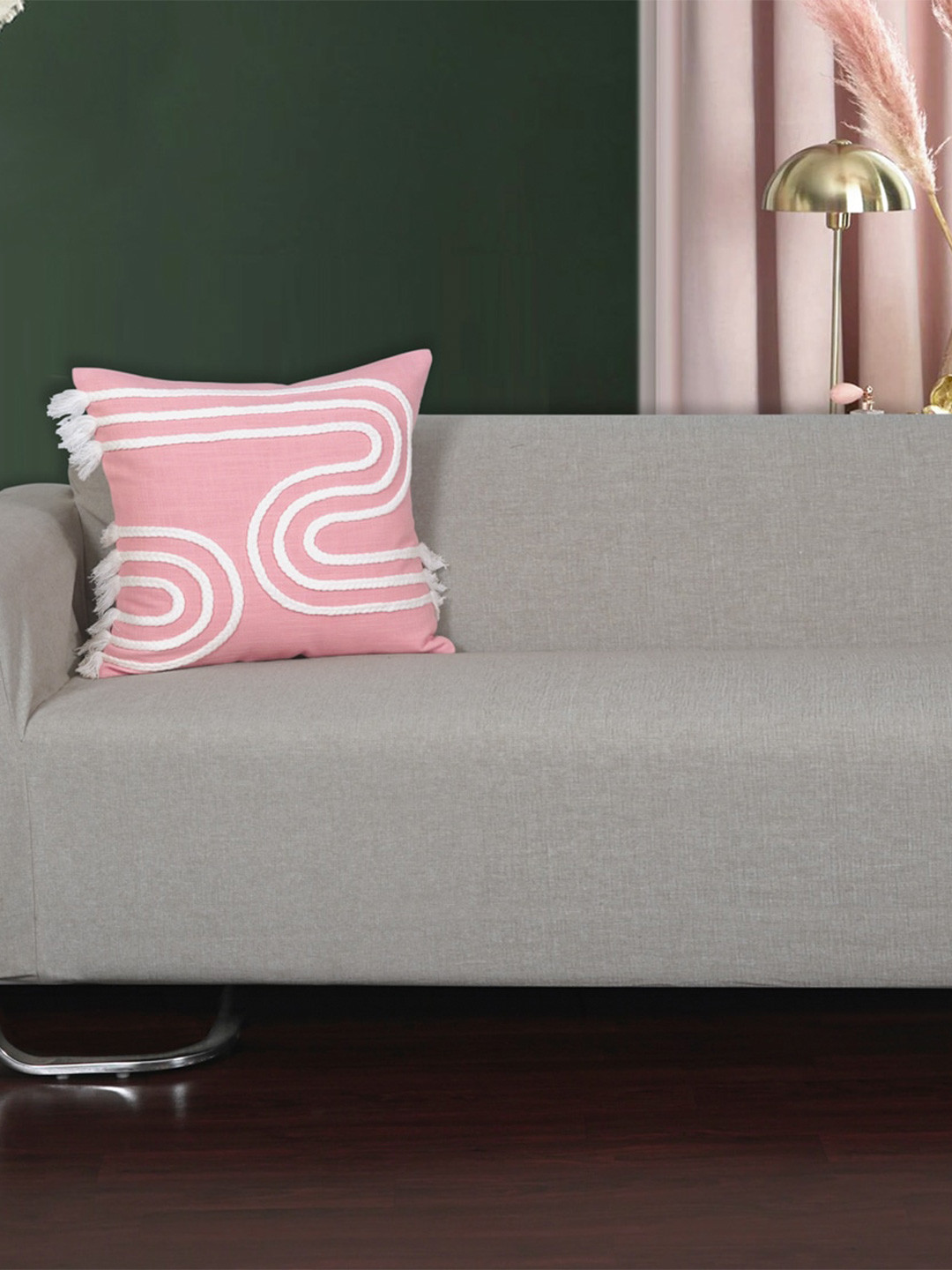 Ode & Cleo Embroidered Cotton Patchwork Square Cushion Covers - 18 x 18 In