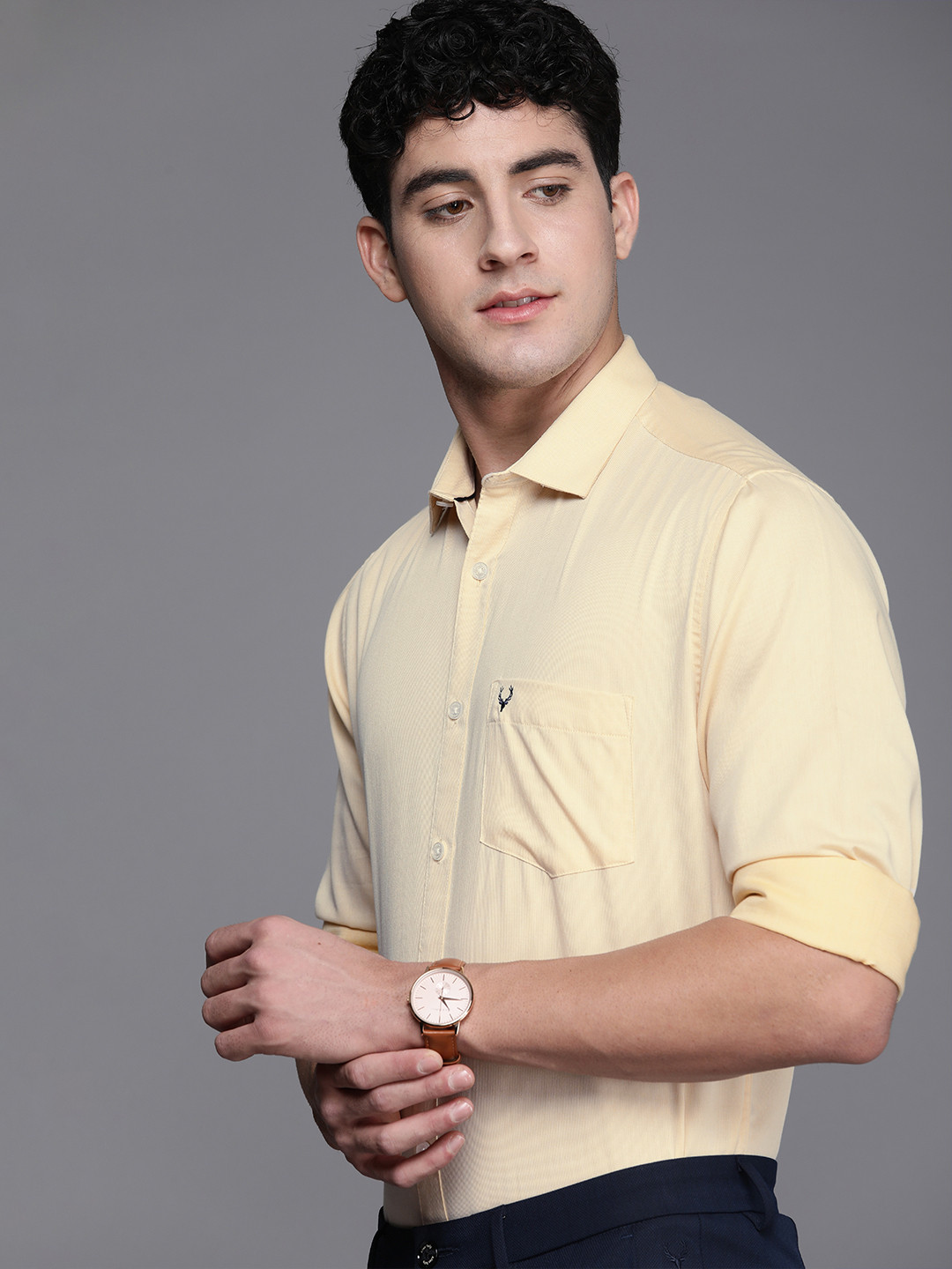 Allen Solly Pure Cotton Self Design Textured Sport Fit Semiformal Shirt