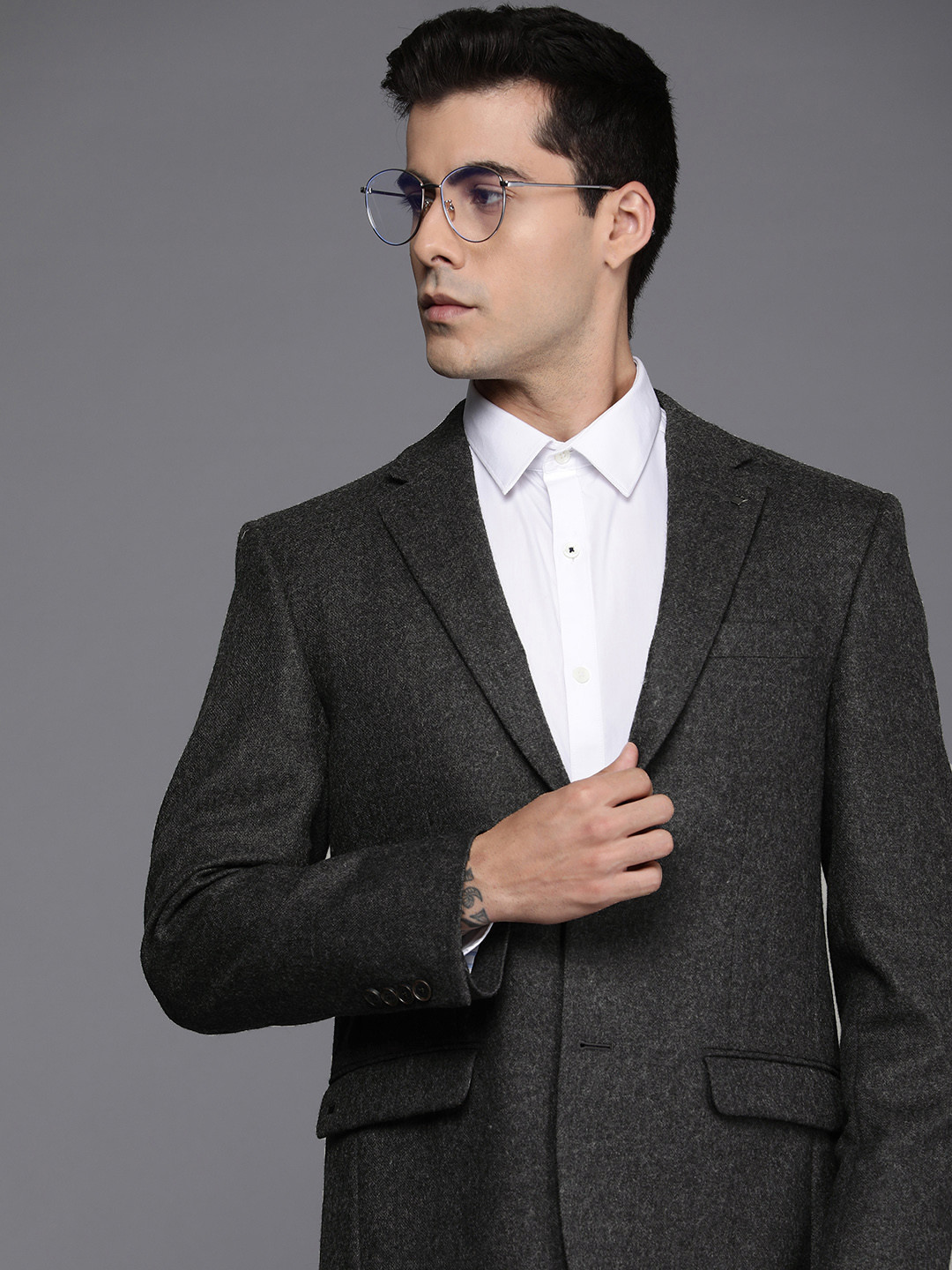 Louis Philippe Tailored Fit Single-Breasted Pure Wool Formal Blazer