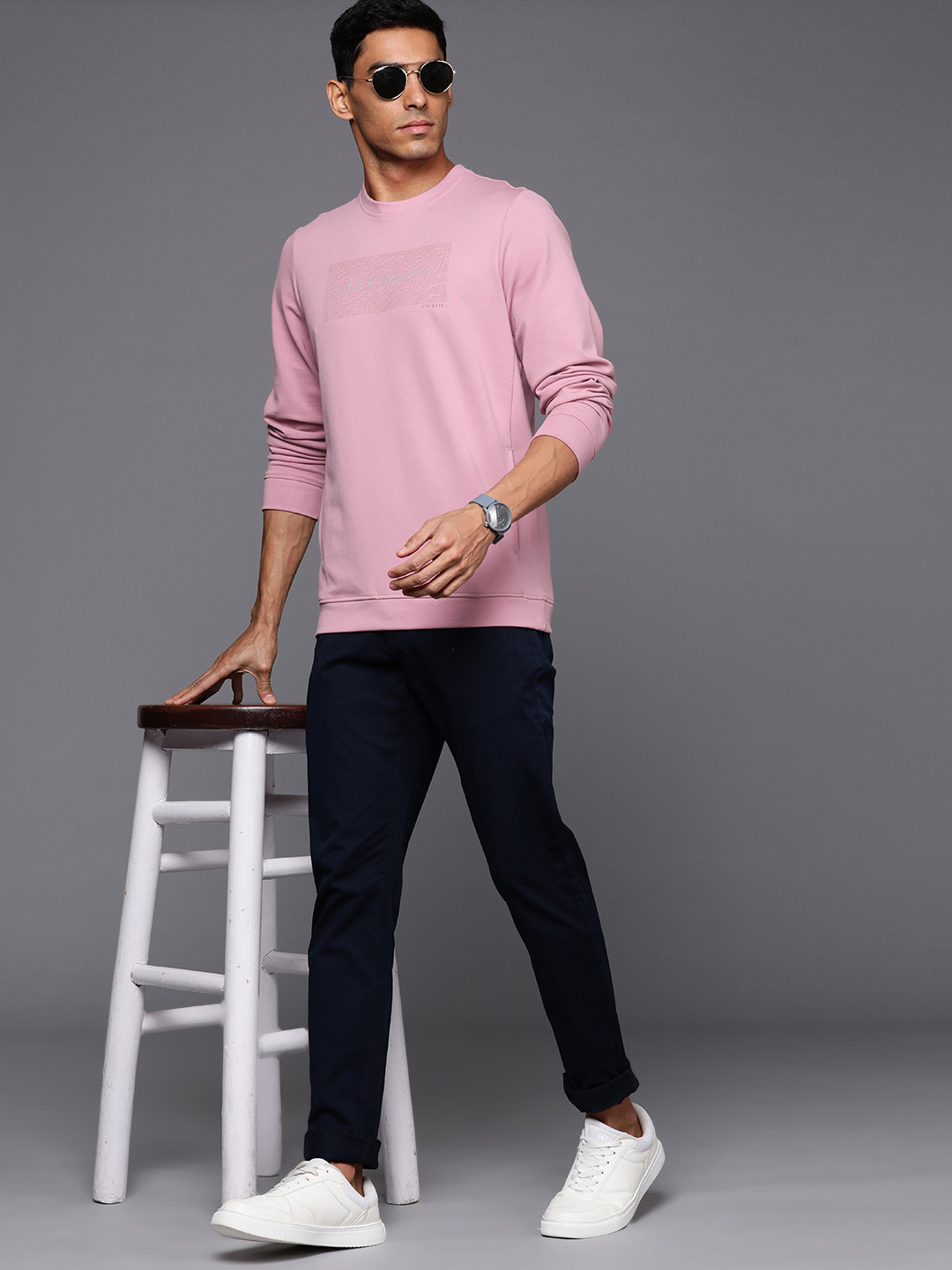 Louis Philippe Ath.Work Slim Fit Brand Logo Printed Sweatshirt