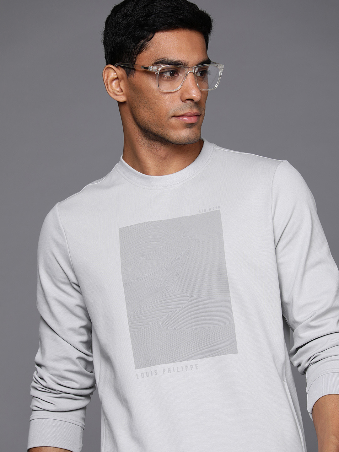 Louis Philippe Ath.Work Slim Fit Brand Logo Printed Sweatshirt