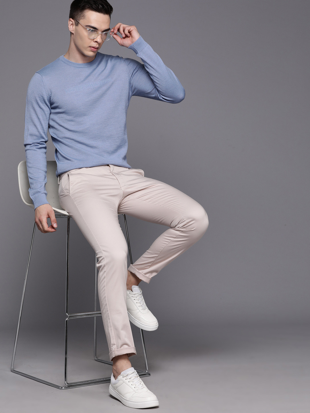 Louis Philippe Embroidered Brand Logo Detailed Pullover