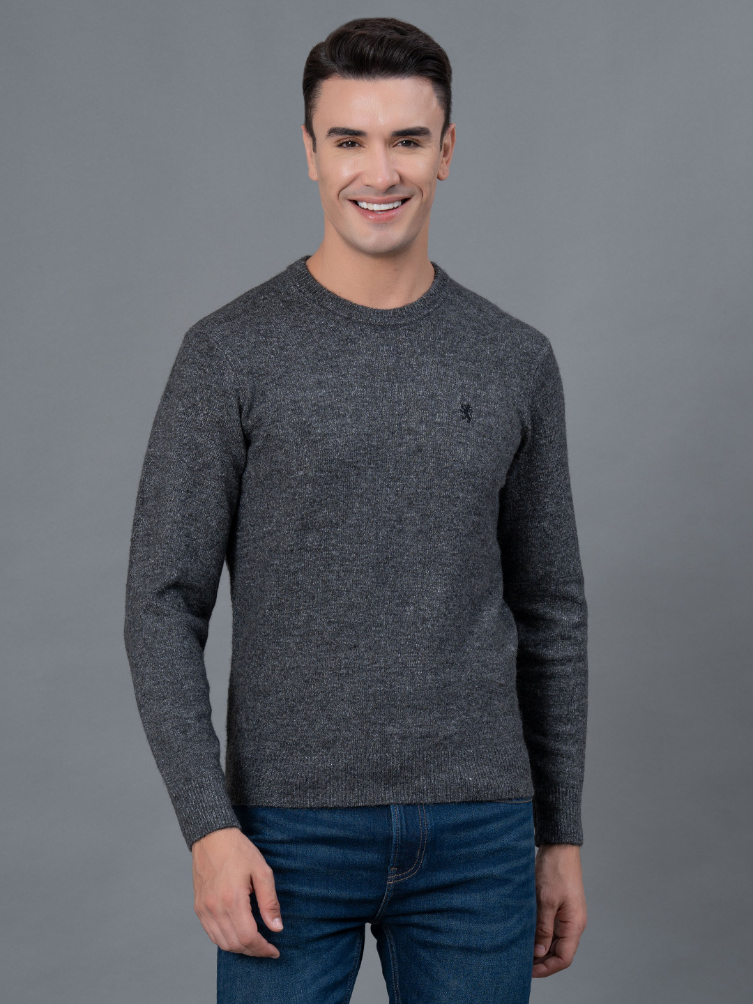 Red Tape Men Melange Round Neck Sweater
