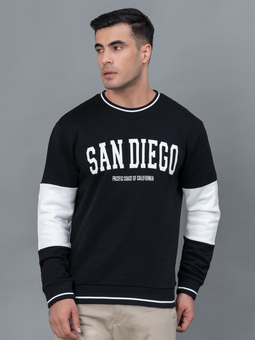 Red Tape Men Embroidered Fleece Sweatshirt