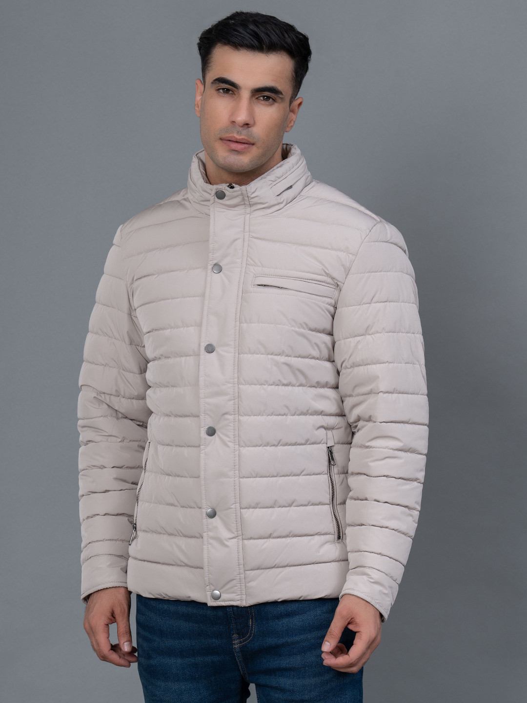 Red Tape Men Stand Collar Padded Jacket