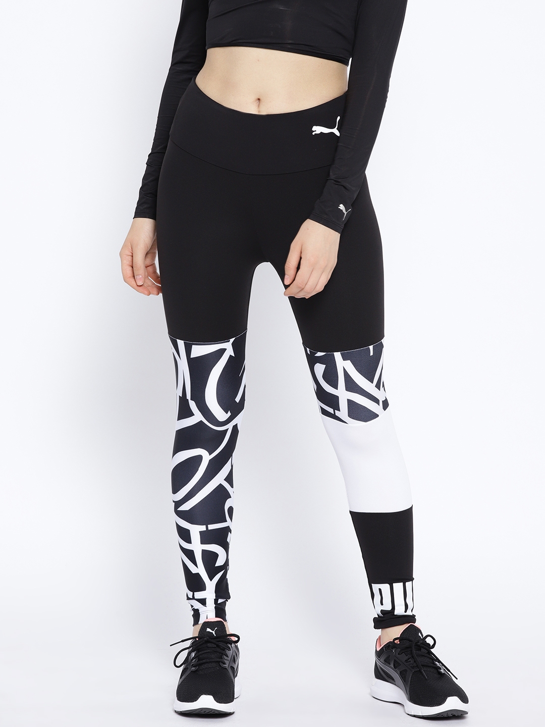 puma black and white leggings