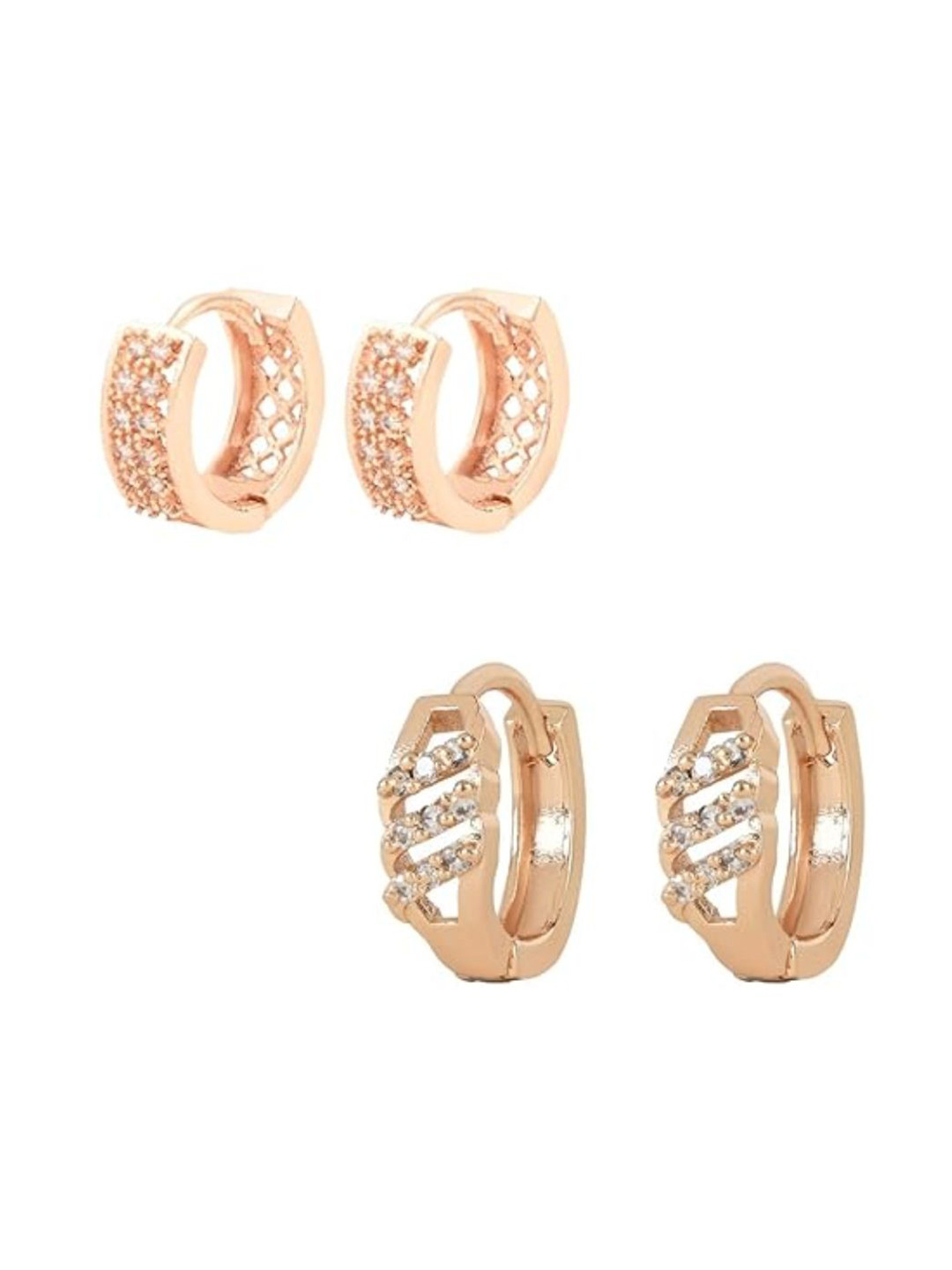 I Jewels Set Of 2 Rose Gold-Plated Contemporary Hoop Earrings