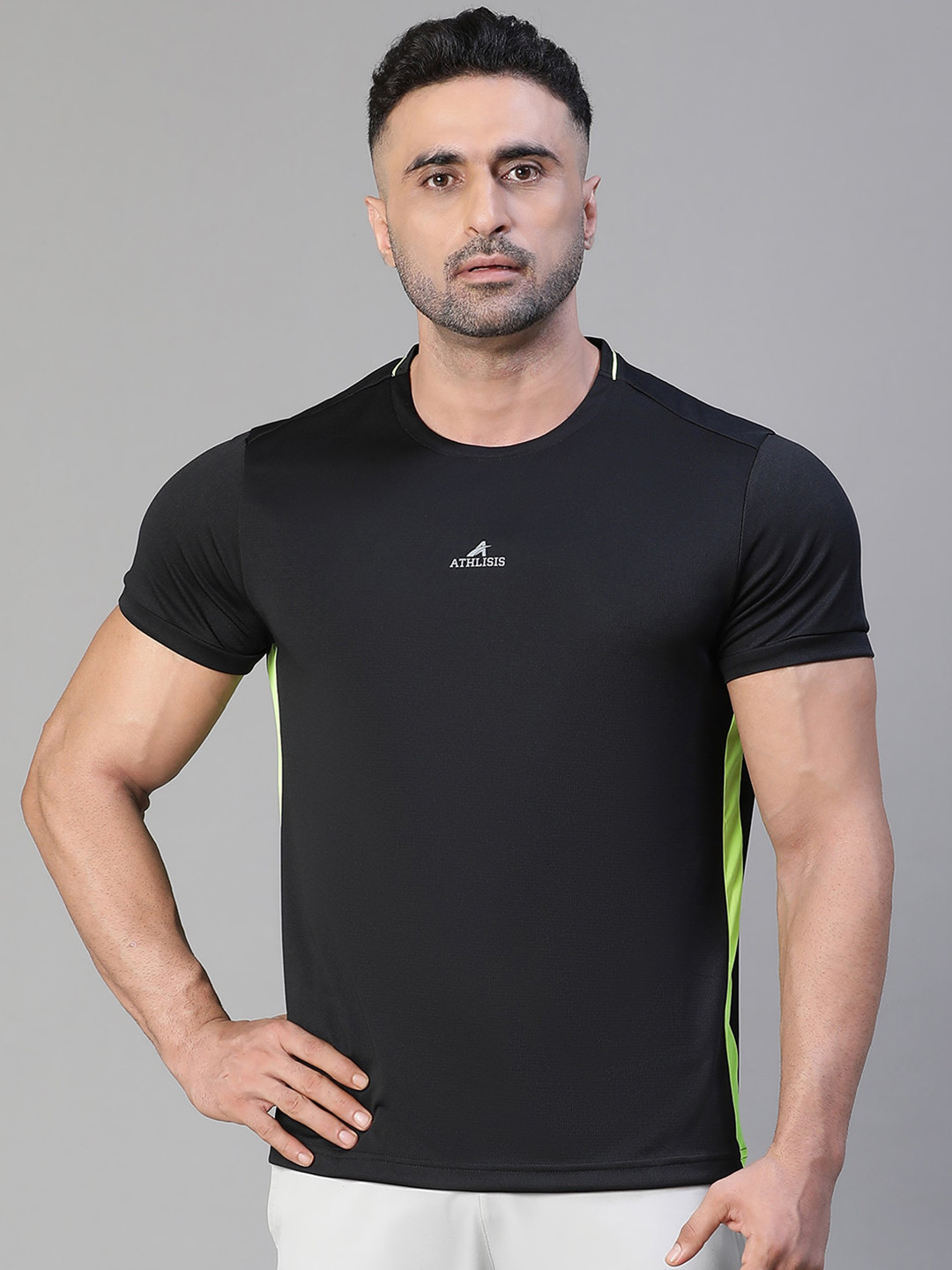ATHLISIS Slim Fit Dri-FIT Training Or Gym T-shirt