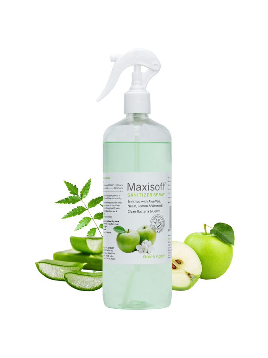 Maxisoft Green Apple Hand Sanitizer Spray To Clear Bacteria & Germs - 500ml
