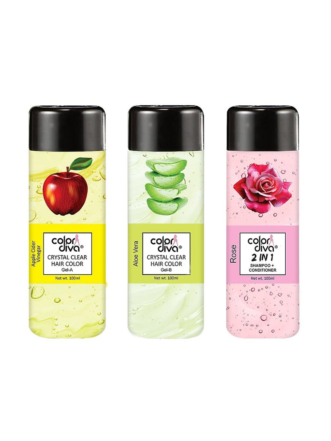 Adbeni Color Diva Set Of 3 Hair Color Gels & 2 In 1 Shampoo & Conditioner- 100ml Each