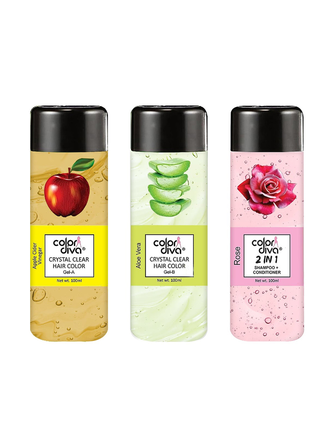 Adbeni Color Diva Crystal Clear Hair Color Gel With Shampoo & Conditioner - Brown - 300ml