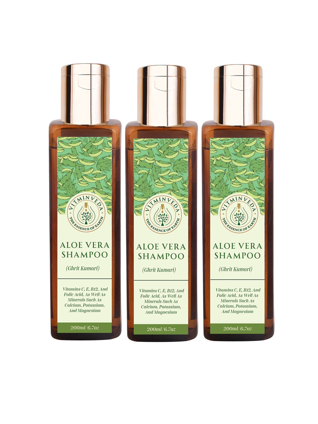 VITMINVEDA Set Of 3 Aloe Vera Shampoo with Vitamin C to Reduce Frizz - 200 ml Each