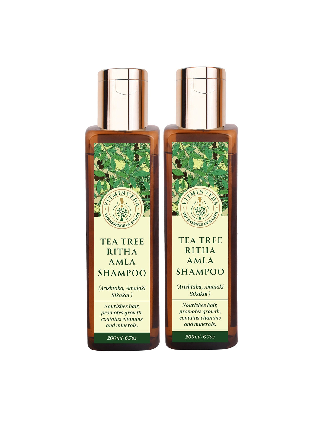 VITMINVEDA Set of 2 Tea Tree, Ritha & Amla Shampoo to Nourish Hair - 200 ml Each