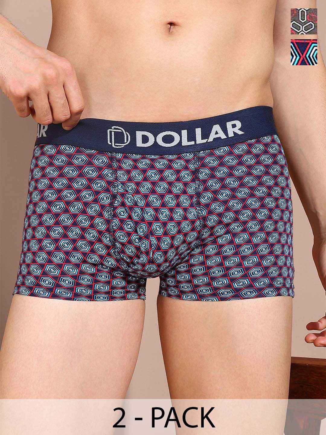 Dollar Bigboss Men Printed Pack of 2 Cotton Spandex Trunk