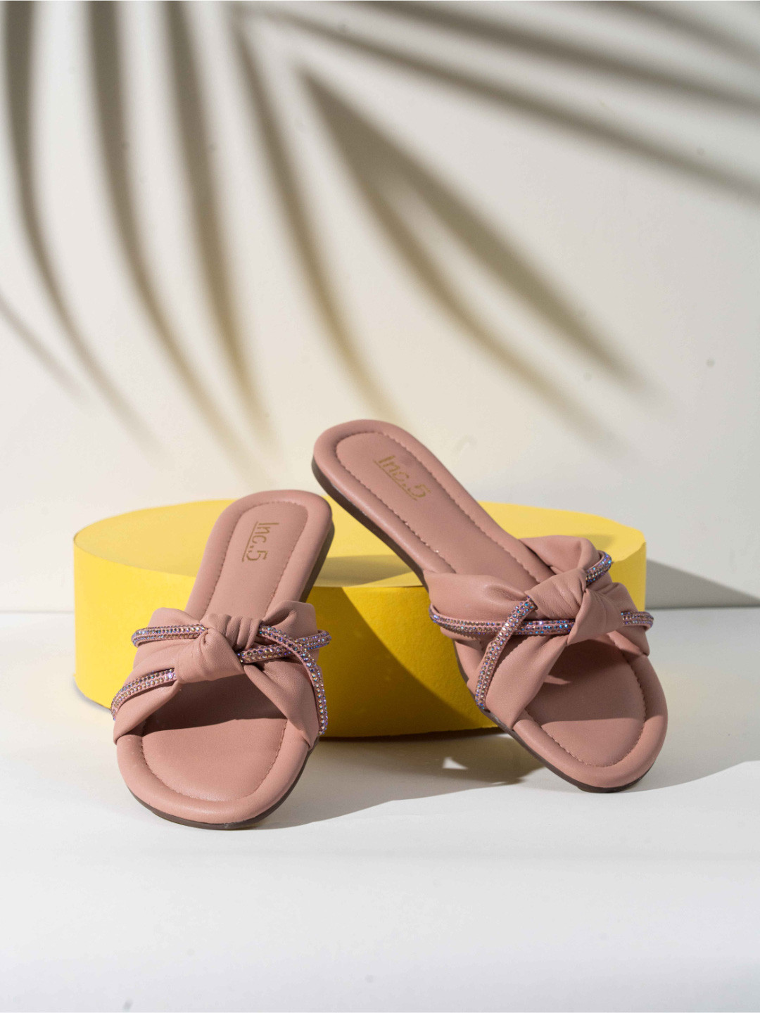 Inc 5 Embellished Knot Open Toe Flats