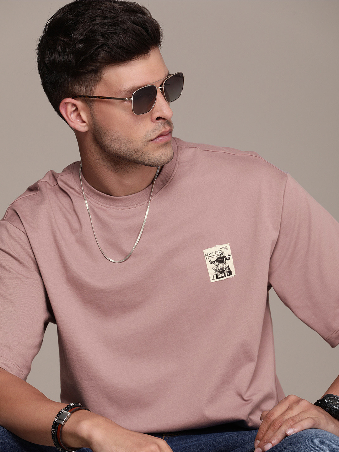 The Roadster Life Co. Drop-Shoulder Pure Cotton T-shirt