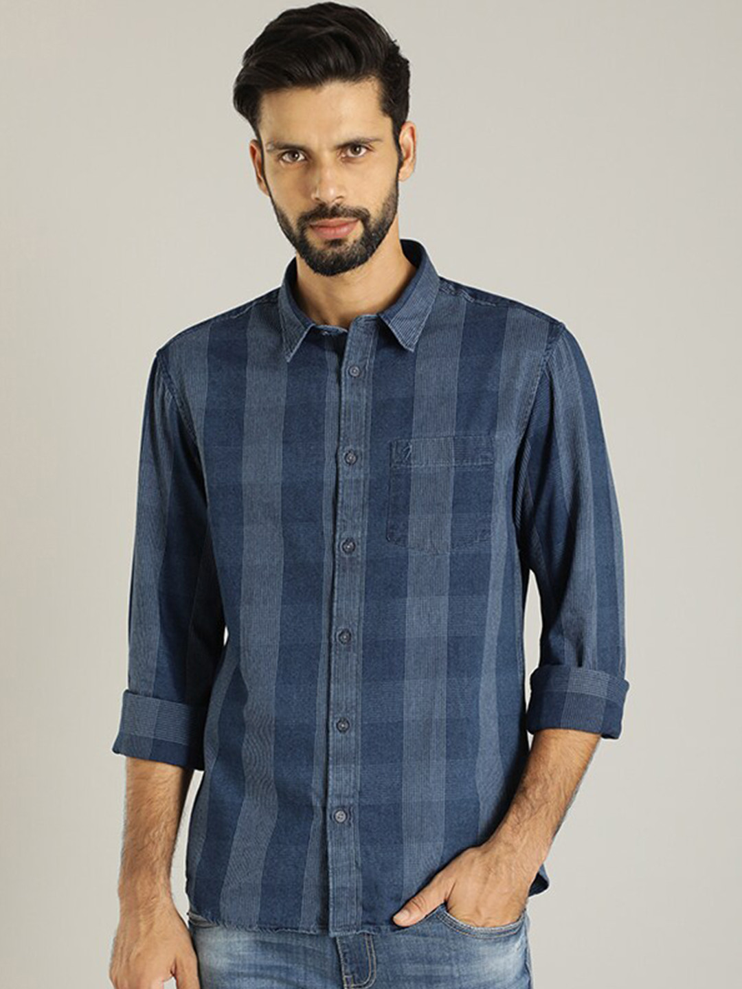 Indian Terrain Buffalo Checked Classic Regular Fit Opaque Cotton Casual Shirt