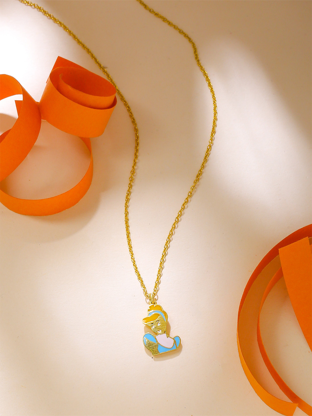 Kicky And Perky Kids 92.5 Sterling Silver Gold-Plated Enamelled Pendant With Chain