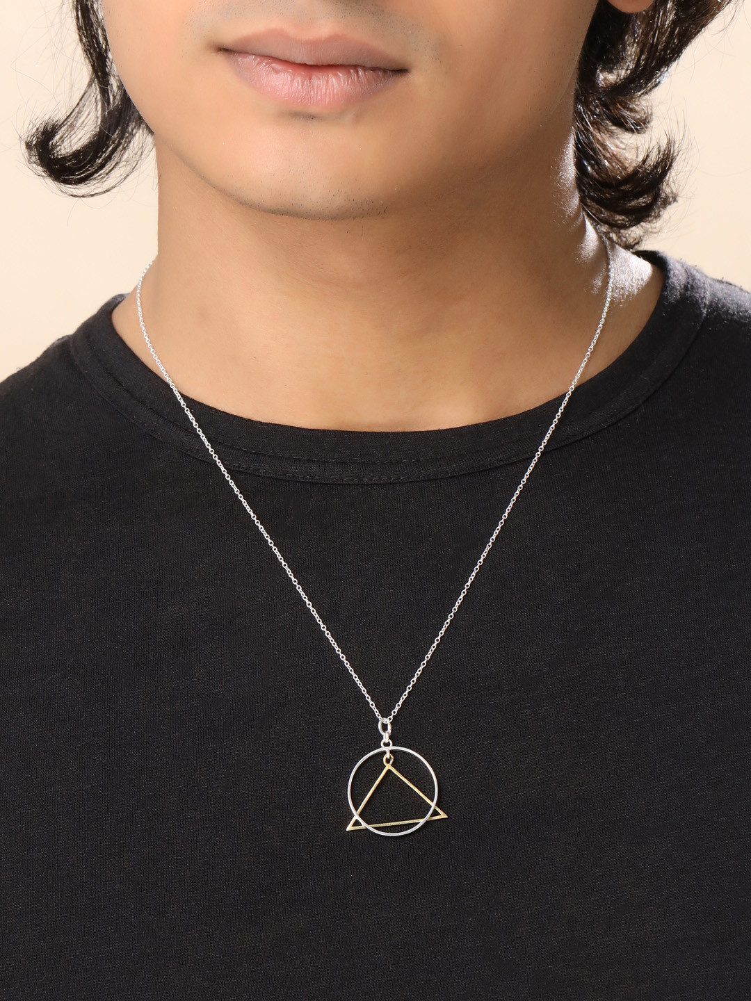 Kicky And Perky Men 925 Sterling Silver Gold-Plated Harmonic Vanguard Pendant With Chain
