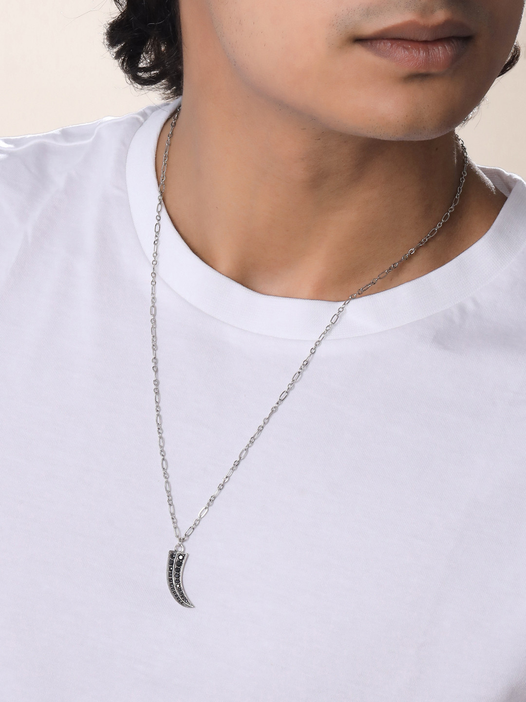 Kicky And Perky Men Sterling Silver Royal Feline Majesty The Enigmatic Pendant with Chain