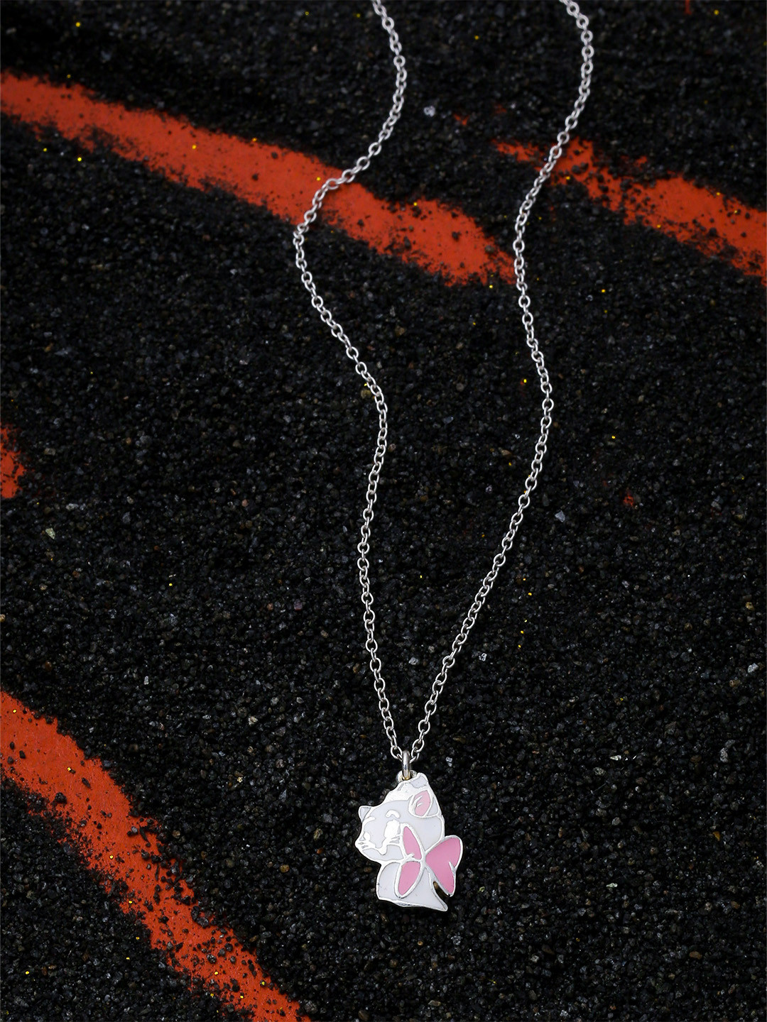 Kicky And Perky Kids 925 Sterling Silver Kitty Pendant With Chain