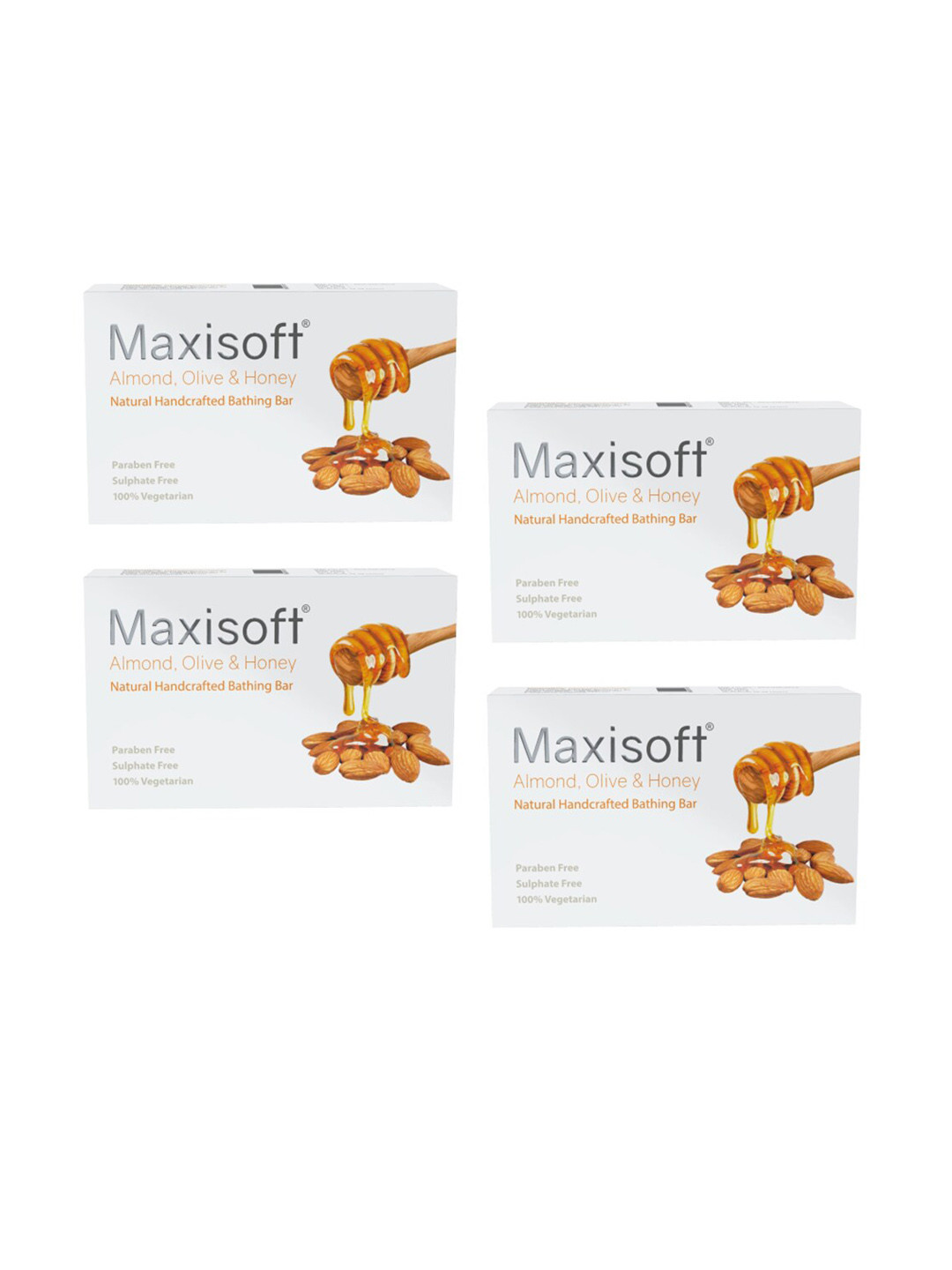 Maxisoft Set of 4 Almond-Olive-Honey Natural Handcrafted Bathing Bar - 100 g each