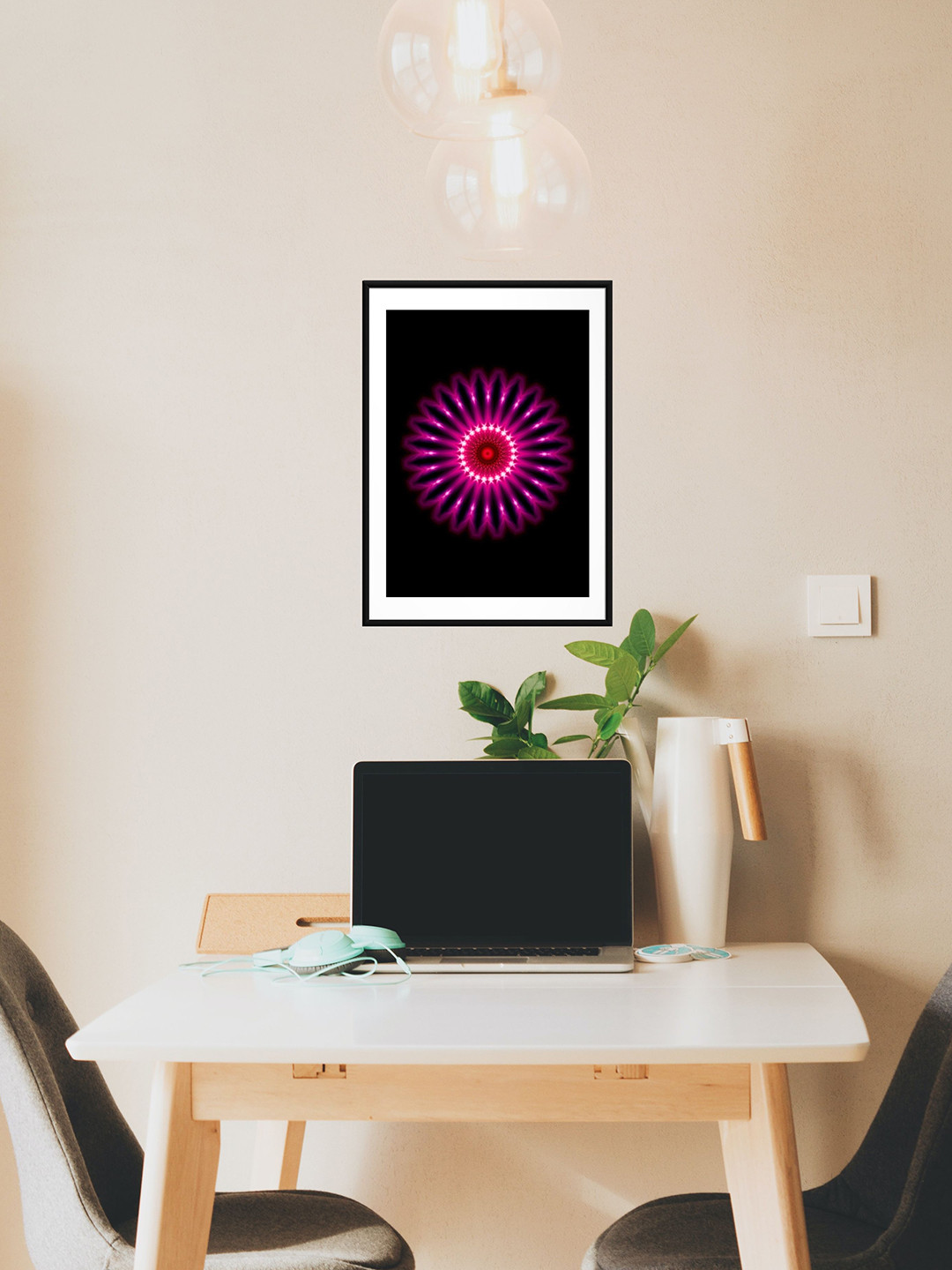 Sasimo Black & Pink Abstract Printed Framed Wall Art